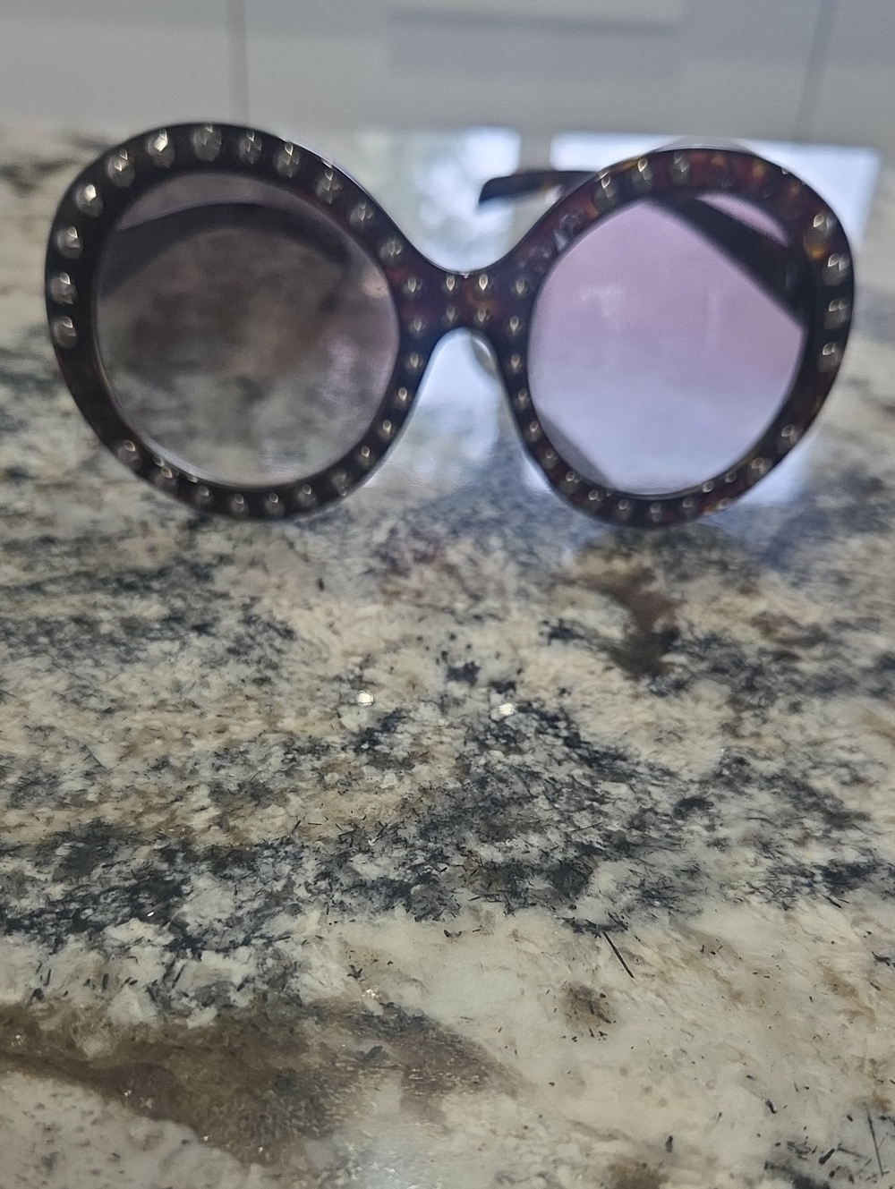Prada Round Studded Tortoiseshell Sunglasses .  As-is Condition